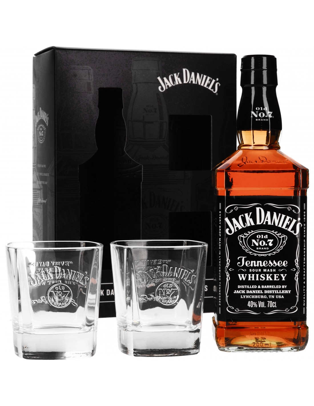 Jack Daniel's Old N°7 Tennessee Whiskey Coffret & 2 Verres Edition  2023 Coffret + 2 Verres - Jack Daniel's - Américain Whiskies &  Bourbons Spiritueux - XO-Vin
