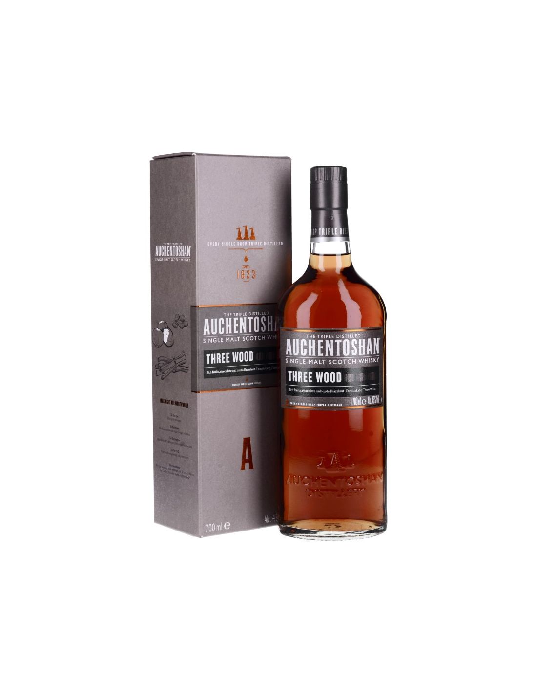 Auchentoshan Three Wood Scotch Whisky 43° Etui - Auchentoshan - Ecossais  Whiskies & Bourbons Spiritueux - XO-Vin